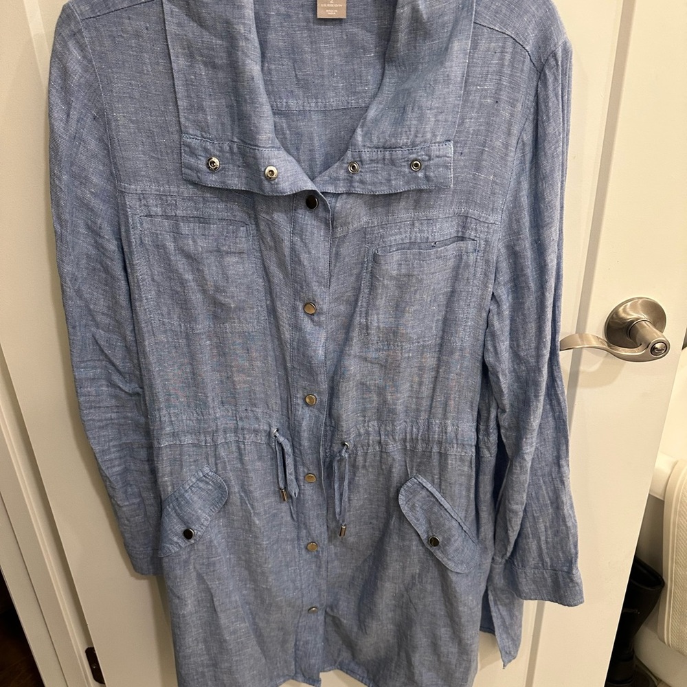 Chico's Linen Light Blue Jacket